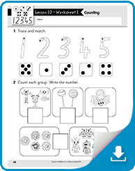 Count to Five free kindergarten math Worksheets