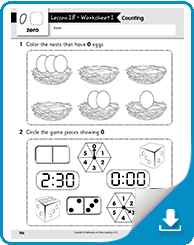 The Number Zero free kindergarten math Worksheets