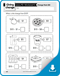 Giving Change free grade 1 math Worksheets