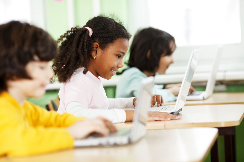 Kids having fun and learning in the classroom